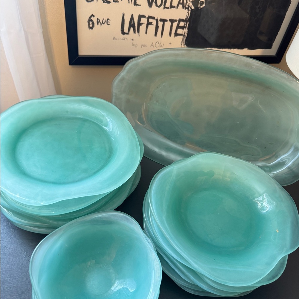 Crate&Barrel Vintage 1997 Seaglass Splash 20 piece Dinnerware Set